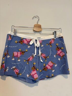 Lazy One Blue short pijama with Pink Polka-Dot Moose Motif